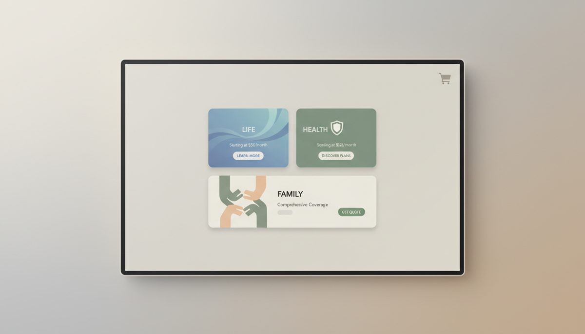 Modern digital storefront showing different online insurance plans